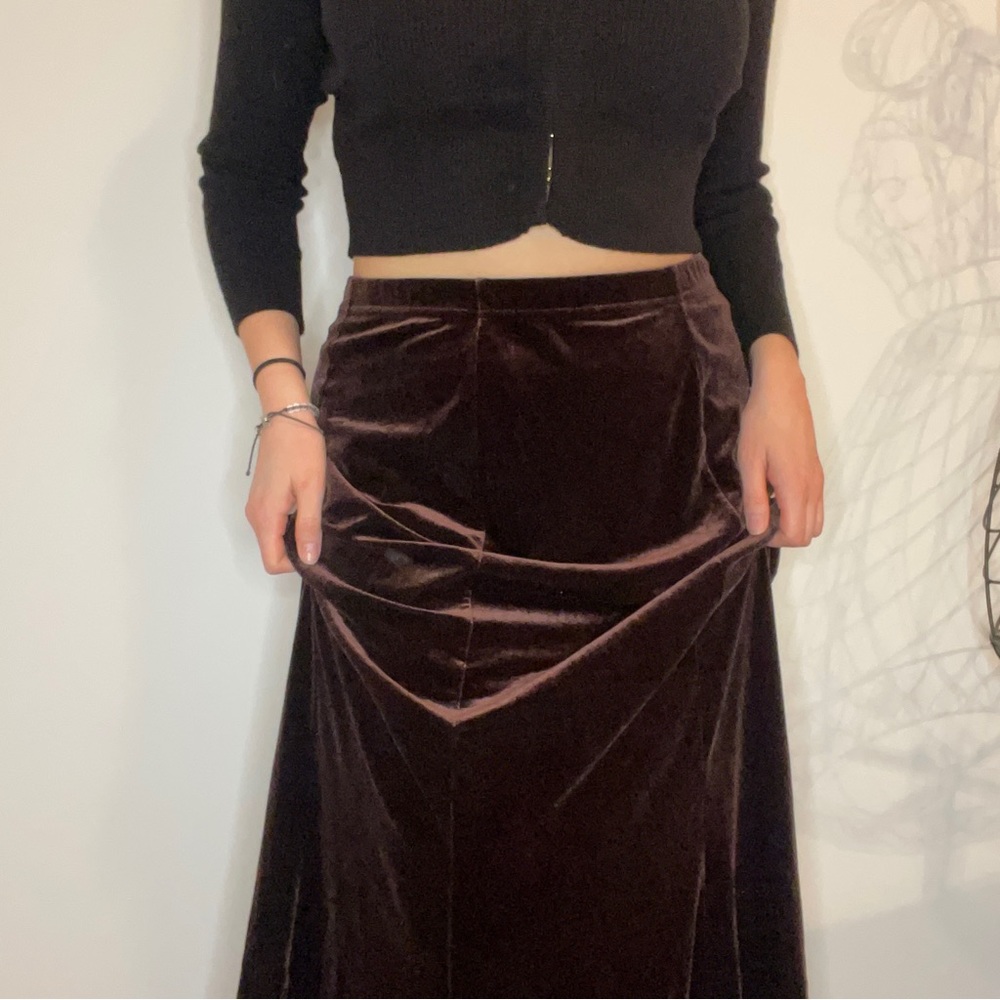 Brown velvet maxi skirt